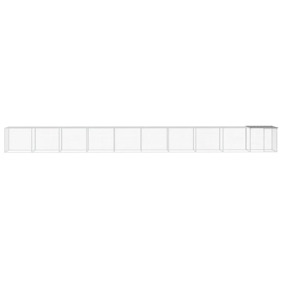 Kippenhok met dak 1003x98x90 cm gegalvaniseerd staal lichtgrijs 1003 x 98 x 90 cm Lichtgrijs