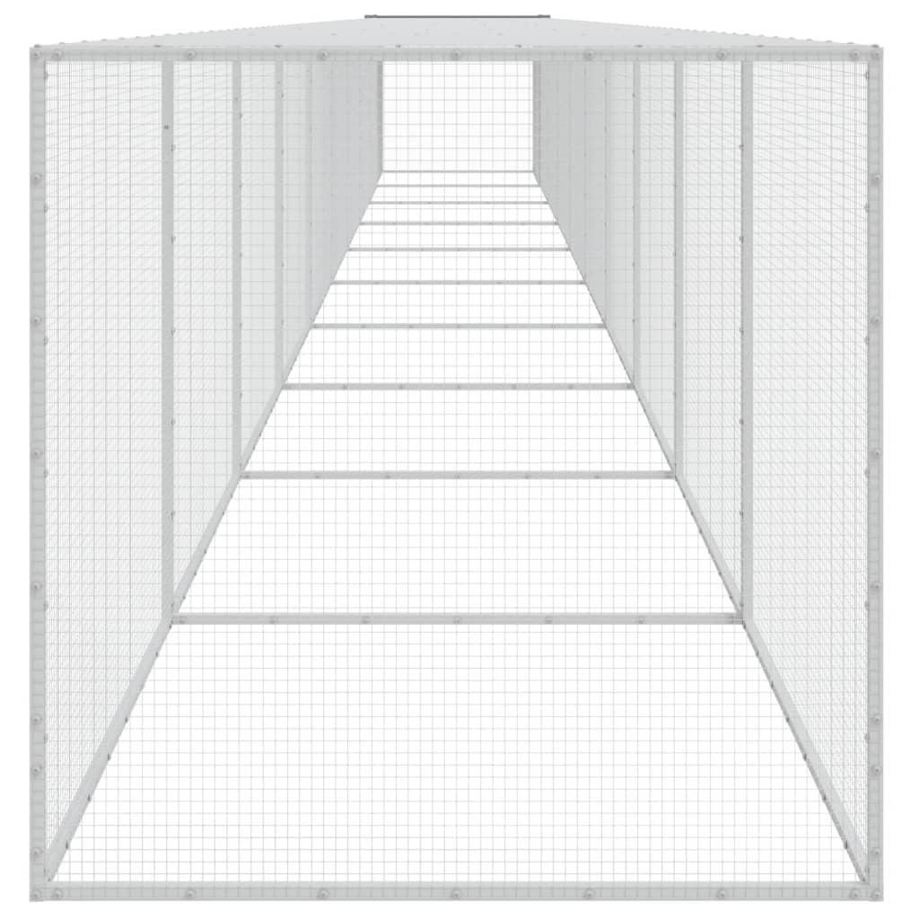 Kippenhok met dak 1003x98x90 cm gegalvaniseerd staal lichtgrijs 1003 x 98 x 90 cm Lichtgrijs