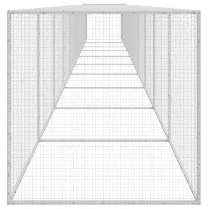 Kippenhok met dak 1003x98x90 cm gegalvaniseerd staal lichtgrijs 1003 x 98 x 90 cm Lichtgrijs