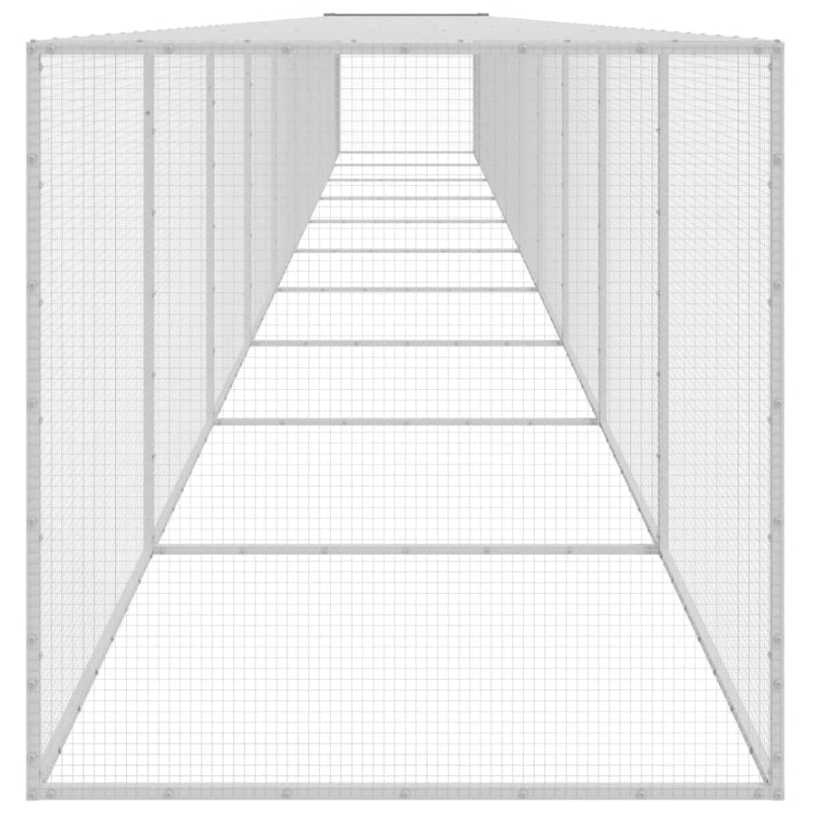 Kippenhok met dak 1003x98x90 cm gegalvaniseerd staal lichtgrijs 1003 x 98 x 90 cm Lichtgrijs