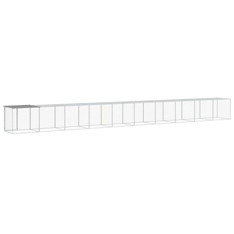 Kippenhok met dak 1003x98x90 cm gegalvaniseerd staal lichtgrijs 1003 x 98 x 90 cm Lichtgrijs