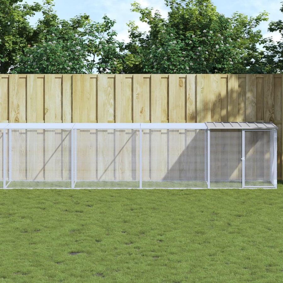 Kippenhok met dak 1003x98x90 cm gegalvaniseerd staal lichtgrijs 1003 x 98 x 90 cm Lichtgrijs