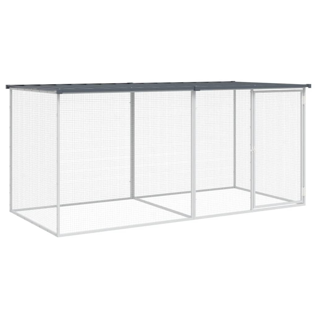 Kippenhok Met Dak Gegalvaniseerd Staal 203 x 98 x 90 cm Antraciet