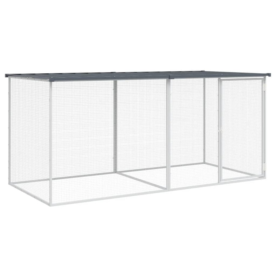 Kippenhok Met Dak Gegalvaniseerd Staal 203 x 98 x 90 cm Antraciet