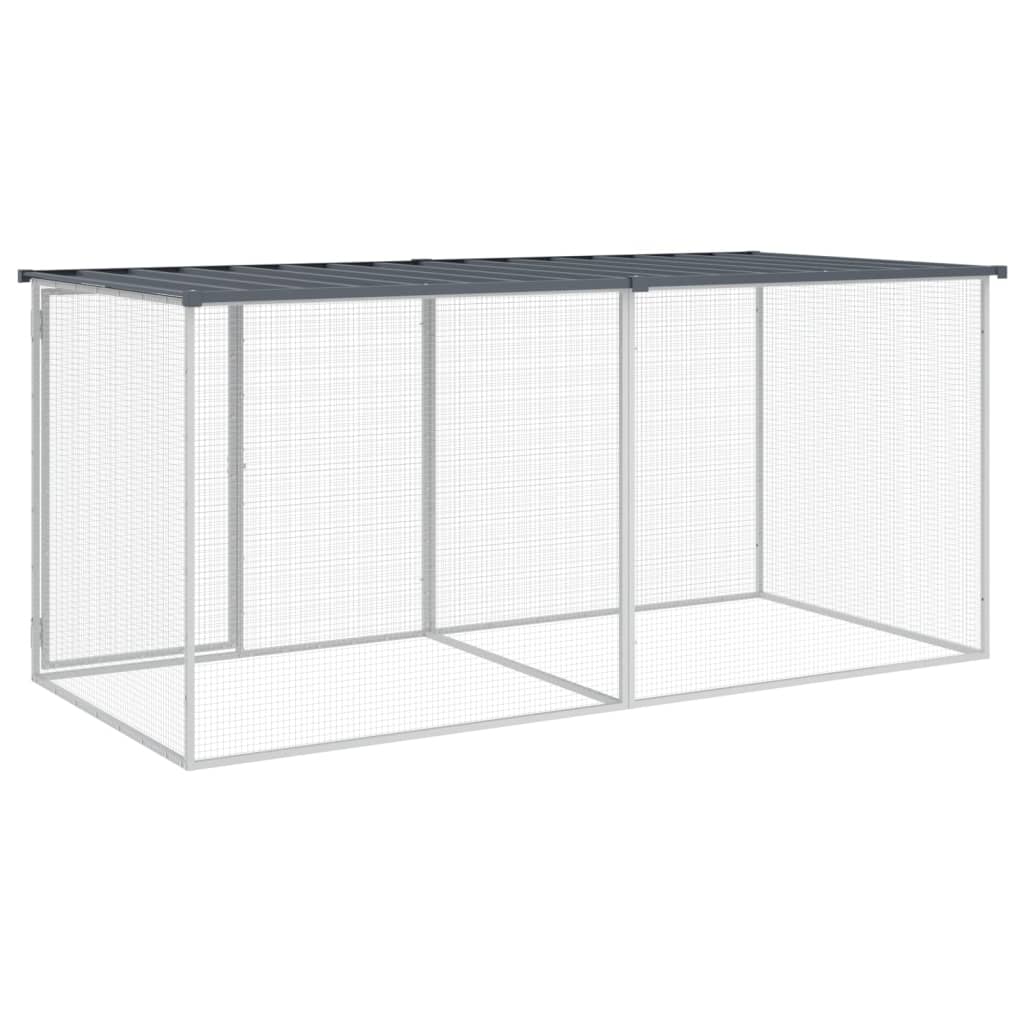 Kippenhok Met Dak Gegalvaniseerd Staal 203 x 98 x 90 cm Antraciet
