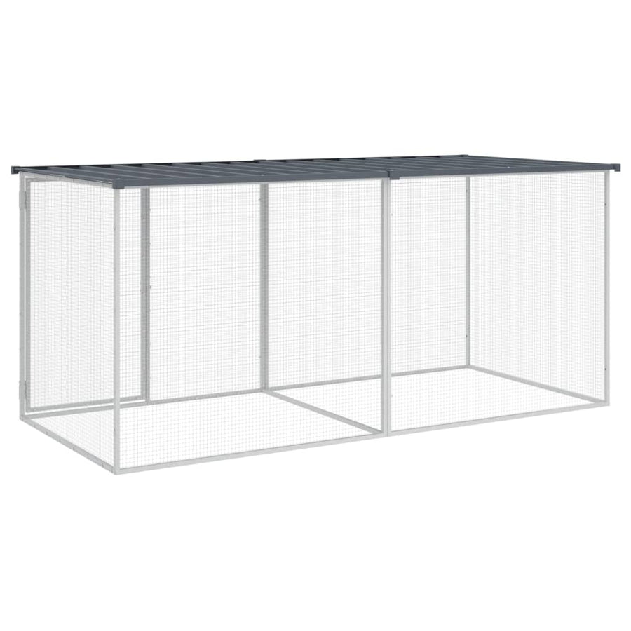 Kippenhok Met Dak Gegalvaniseerd Staal 203 x 98 x 90 cm Antraciet