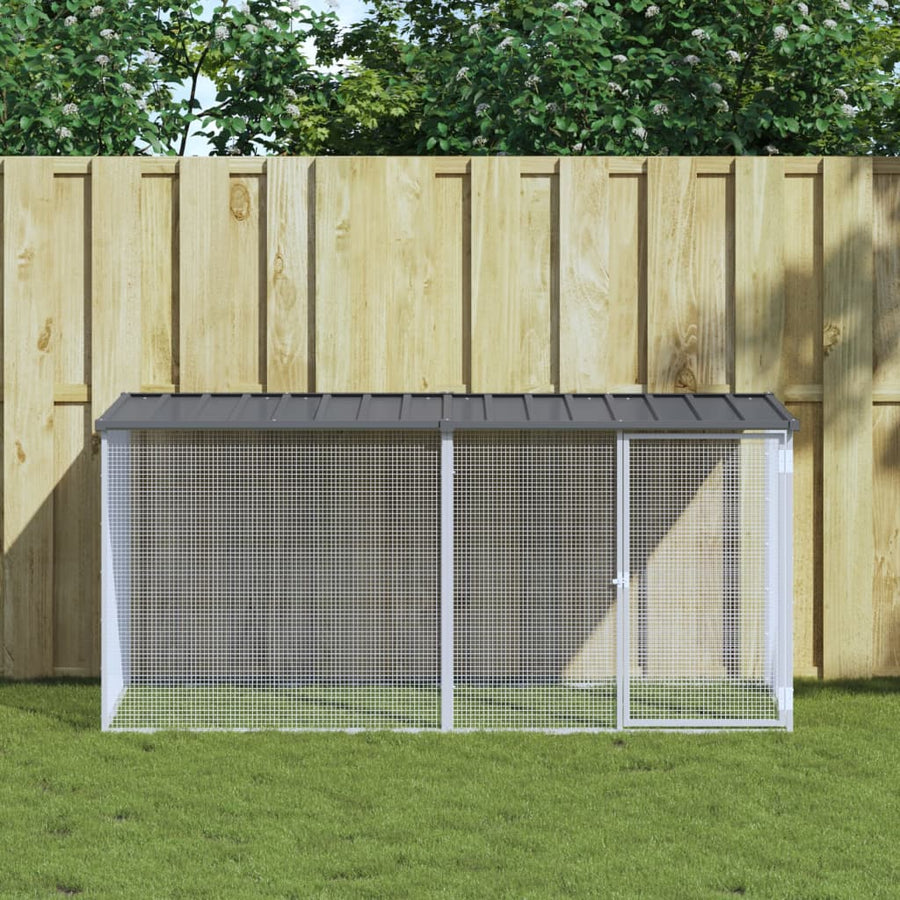 Kippenhok Met Dak Gegalvaniseerd Staal 203 x 98 x 90 cm Antraciet