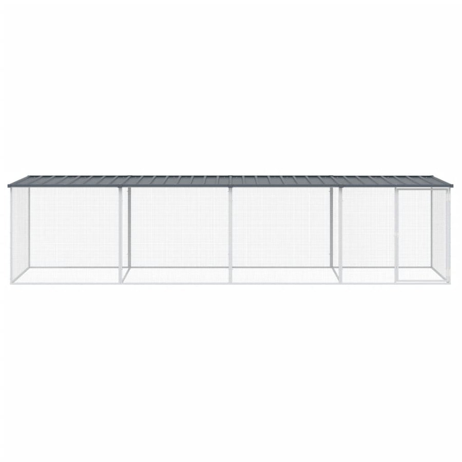 Kippenhok Met Dak Gegalvaniseerd Staal 403 x 98 x 90 cm Antraciet