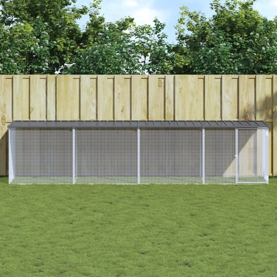 Kippenhok Met Dak Gegalvaniseerd Staal 403 x 98 x 90 cm Antraciet