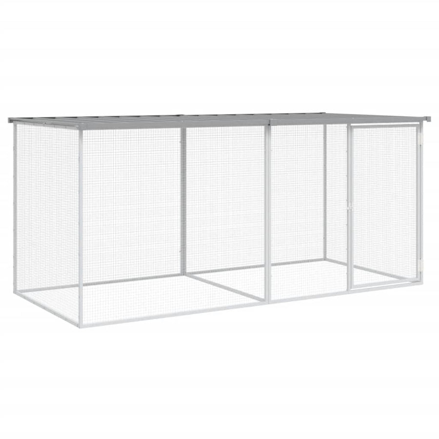 Kippenhok met dak 203x98x90 cm gegalvaniseerd staal lichtgrijs 203 x 98 x 90 cm Lichtgrijs