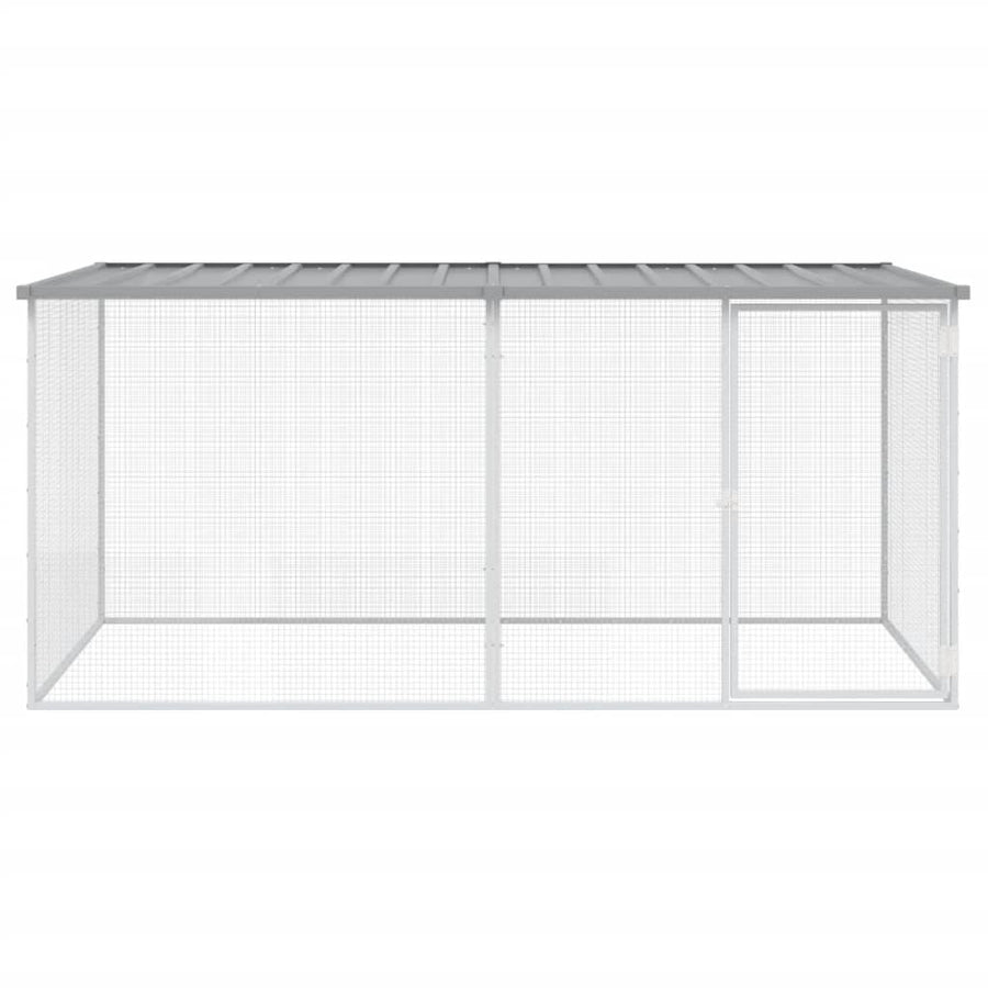 Kippenhok met dak 203x98x90 cm gegalvaniseerd staal lichtgrijs 203 x 98 x 90 cm Lichtgrijs