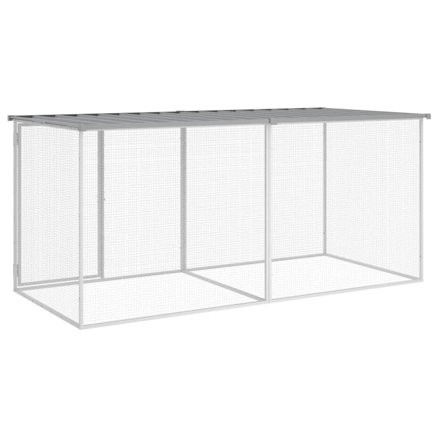 Kippenhok met dak 203x98x90 cm gegalvaniseerd staal lichtgrijs 203 x 98 x 90 cm Lichtgrijs