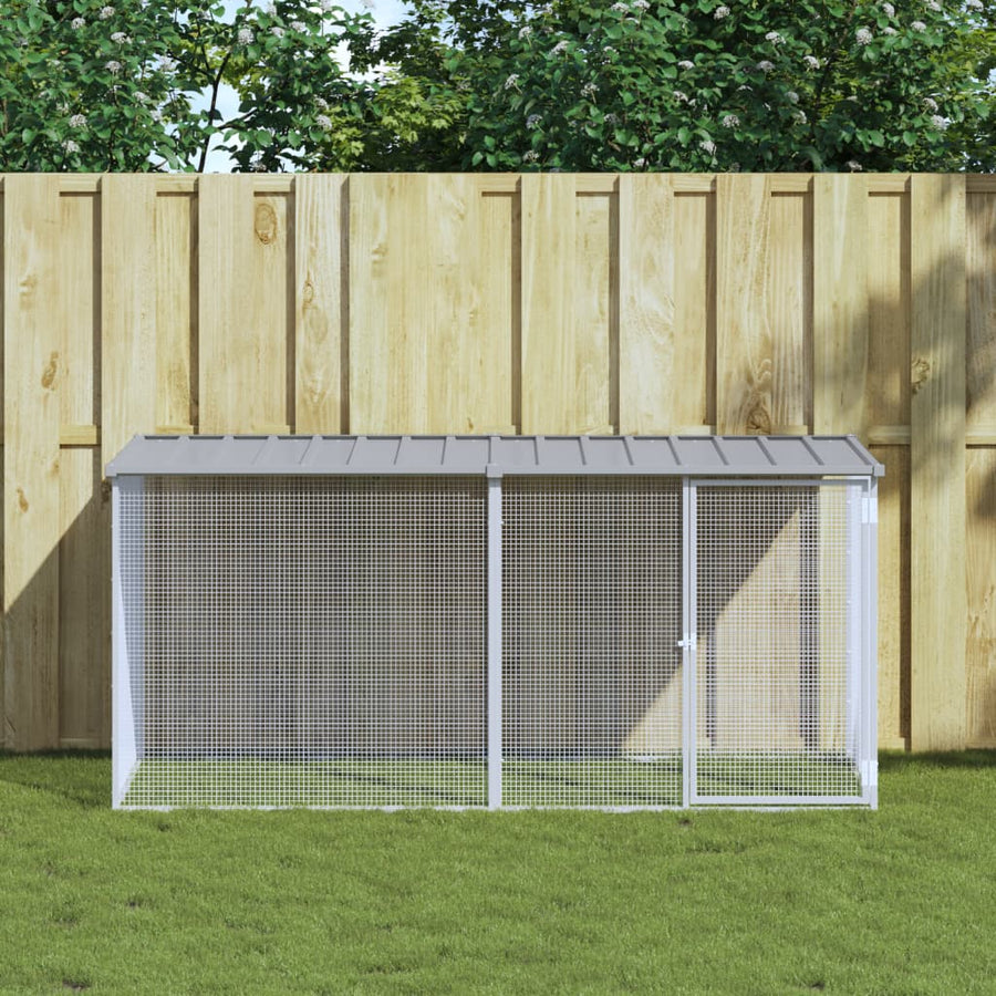 Kippenhok met dak 203x98x90 cm gegalvaniseerd staal lichtgrijs 203 x 98 x 90 cm Lichtgrijs