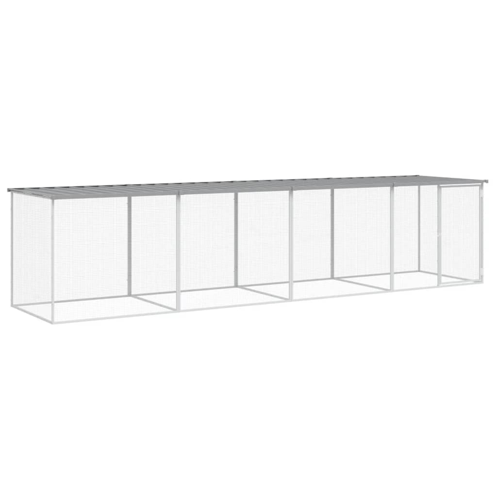 Kippenhok met dak 403x98x90 cm gegalvaniseerd staal lichtgrijs 403 x 98 x 90 cm Lichtgrijs