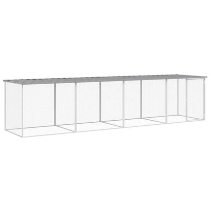 Kippenhok met dak 403x98x90 cm gegalvaniseerd staal lichtgrijs 403 x 98 x 90 cm Lichtgrijs