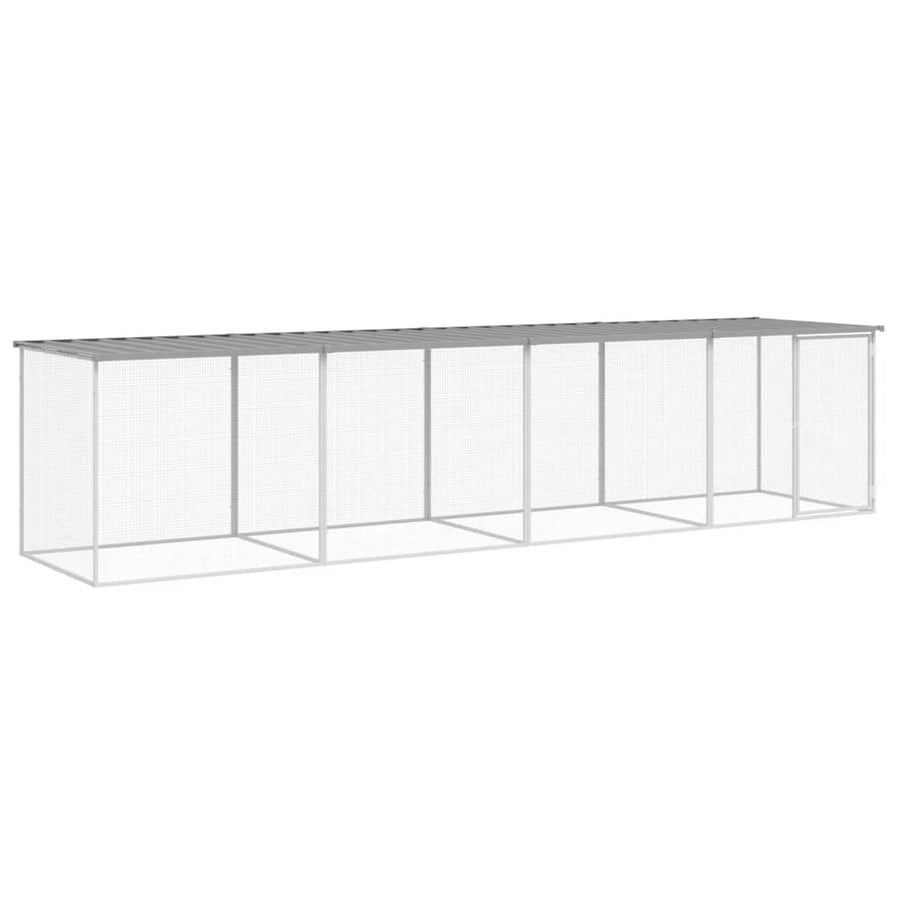 Kippenhok met dak 403x98x90 cm gegalvaniseerd staal lichtgrijs 403 x 98 x 90 cm Lichtgrijs