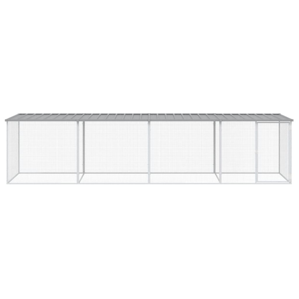 Kippenhok met dak 403x98x90 cm gegalvaniseerd staal lichtgrijs 403 x 98 x 90 cm Lichtgrijs