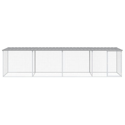 Kippenhok met dak 403x98x90 cm gegalvaniseerd staal lichtgrijs 403 x 98 x 90 cm Lichtgrijs