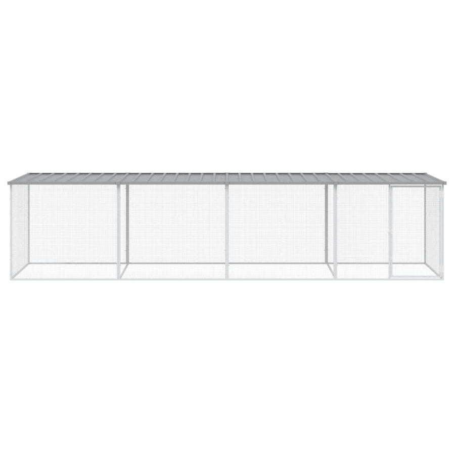 Kippenhok met dak 403x98x90 cm gegalvaniseerd staal lichtgrijs 403 x 98 x 90 cm Lichtgrijs