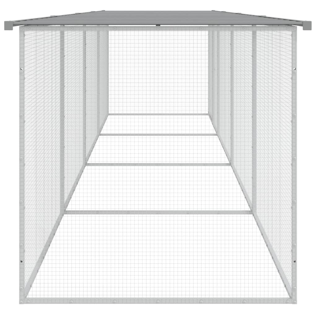 Kippenhok met dak 403x98x90 cm gegalvaniseerd staal lichtgrijs 403 x 98 x 90 cm Lichtgrijs