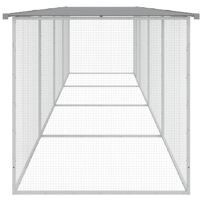Kippenhok met dak 403x98x90 cm gegalvaniseerd staal lichtgrijs 403 x 98 x 90 cm Lichtgrijs