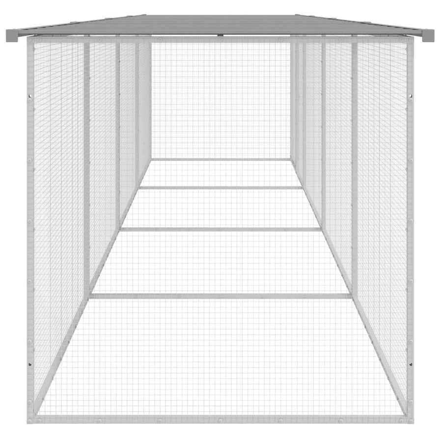 Kippenhok met dak 403x98x90 cm gegalvaniseerd staal lichtgrijs 403 x 98 x 90 cm Lichtgrijs