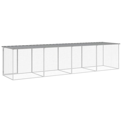 Kippenhok met dak 403x98x90 cm gegalvaniseerd staal lichtgrijs 403 x 98 x 90 cm Lichtgrijs