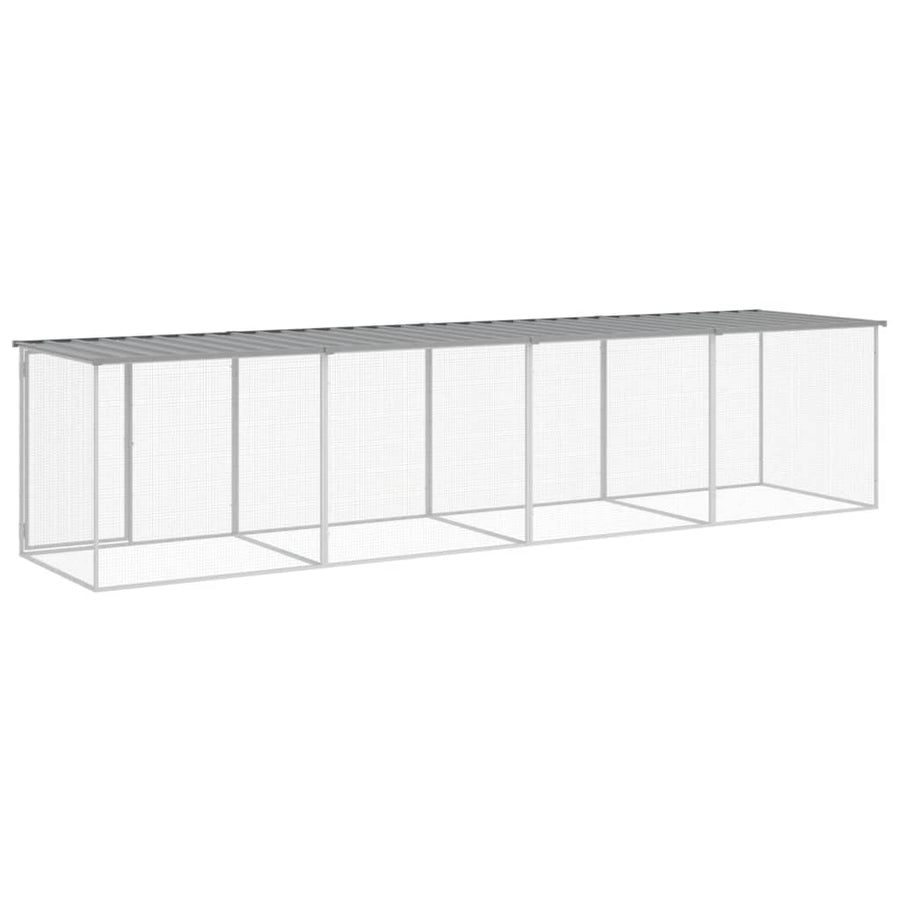 Kippenhok met dak 403x98x90 cm gegalvaniseerd staal lichtgrijs 403 x 98 x 90 cm Lichtgrijs