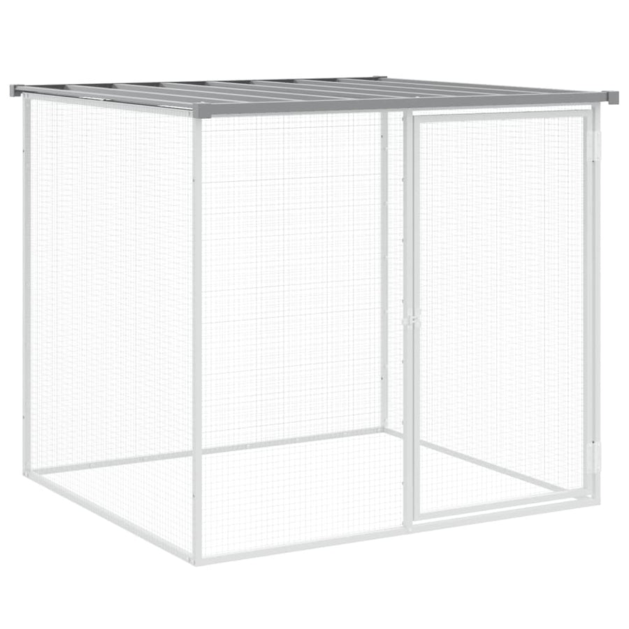 Kippenhok met dak 403x98x90 cm gegalvaniseerd staal lichtgrijs 403 x 98 x 90 cm Lichtgrijs