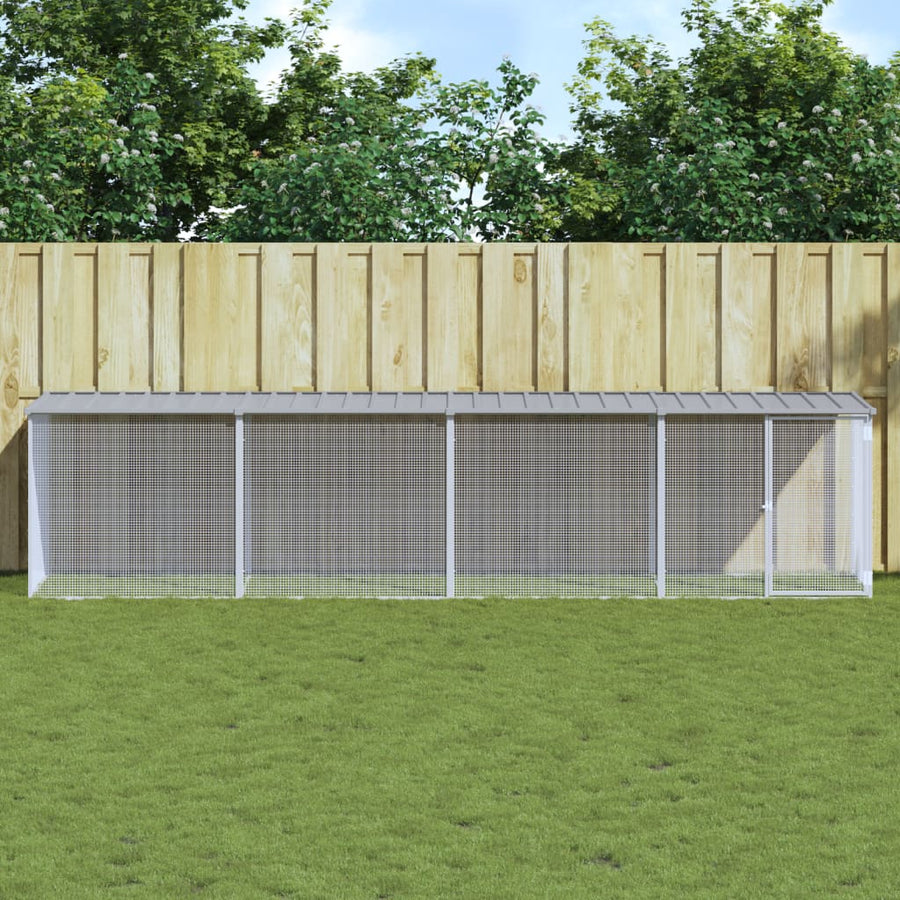 Kippenhok met dak 403x98x90 cm gegalvaniseerd staal lichtgrijs 403 x 98 x 90 cm Lichtgrijs