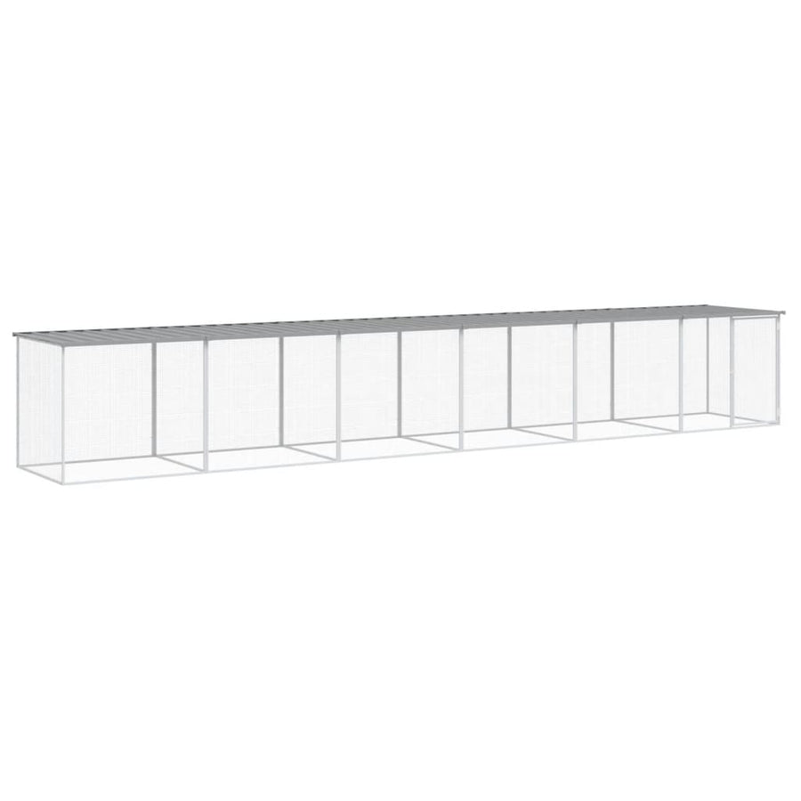 Kippenhok met dak 603x98x90 cm gegalvaniseerd staal lichtgrijs 603 x 98 x 90 cm Lichtgrijs