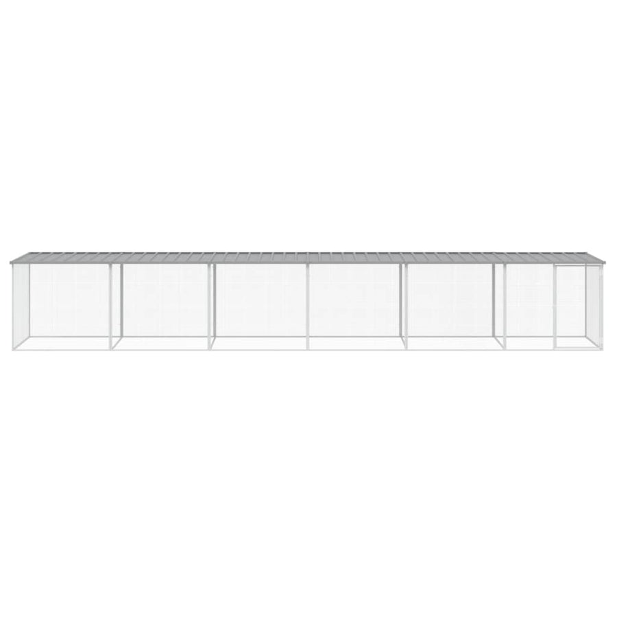 Kippenhok met dak 603x98x90 cm gegalvaniseerd staal lichtgrijs 603 x 98 x 90 cm Lichtgrijs