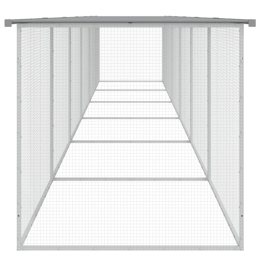 Kippenhok met dak 603x98x90 cm gegalvaniseerd staal lichtgrijs 603 x 98 x 90 cm Lichtgrijs