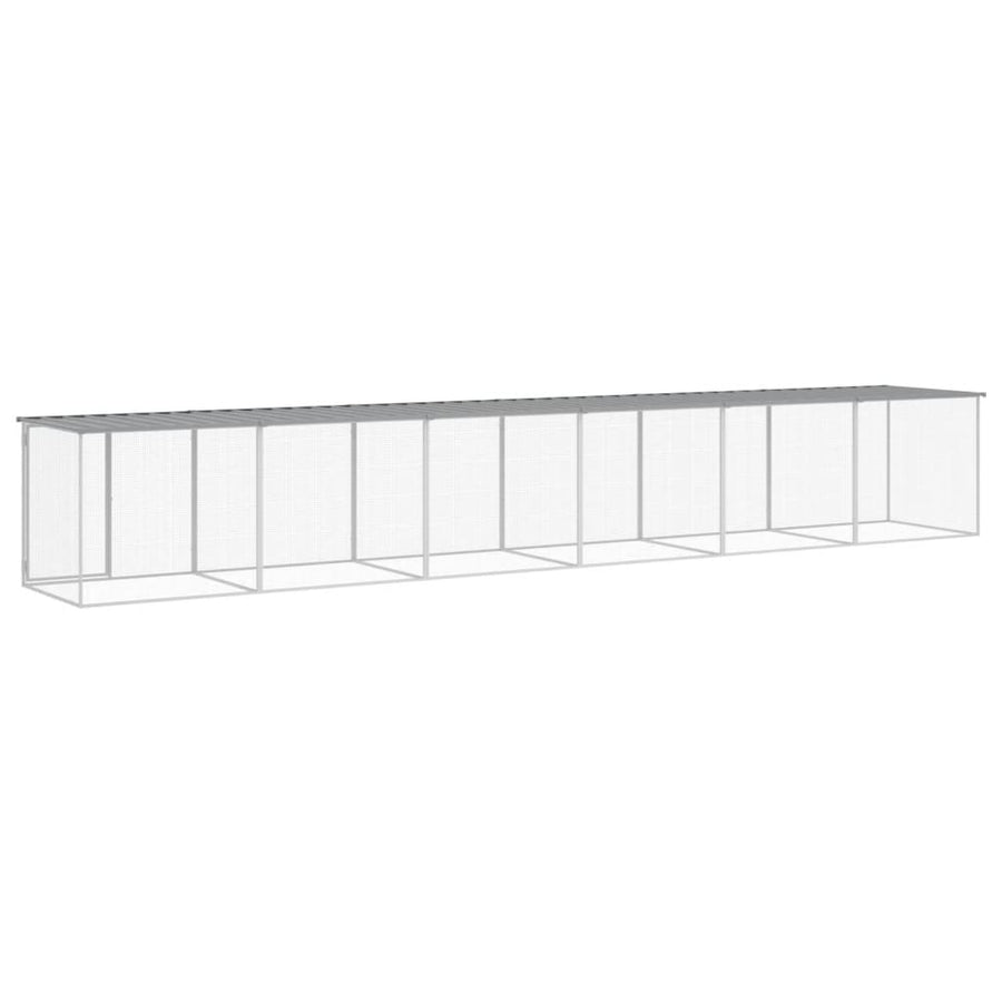Kippenhok met dak 603x98x90 cm gegalvaniseerd staal lichtgrijs 603 x 98 x 90 cm Lichtgrijs
