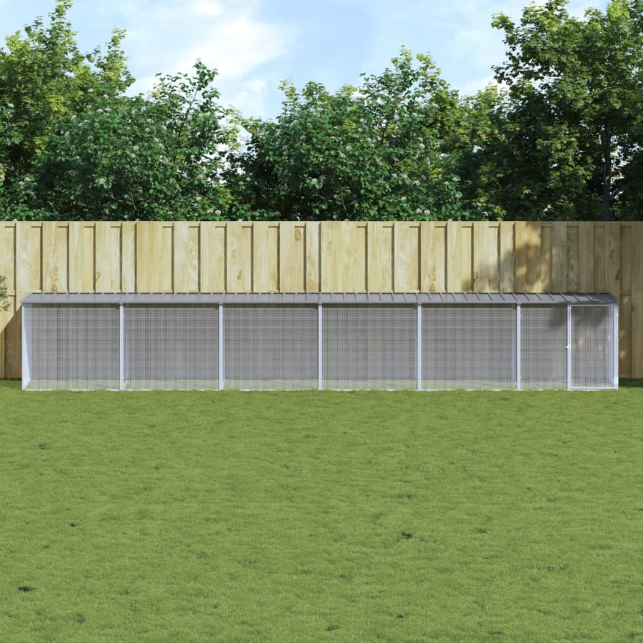 Kippenhok met dak 603x98x90 cm gegalvaniseerd staal lichtgrijs 603 x 98 x 90 cm Lichtgrijs