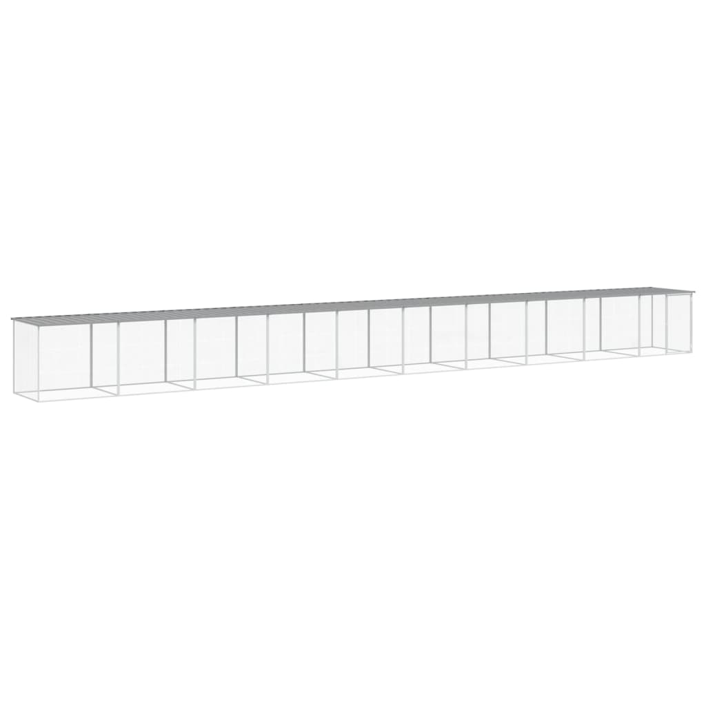 Kippenhok met dak 1003x98x90 cm gegalvaniseerd staal lichtgrijs 1003 x 98 x 90 cm Lichtgrijs