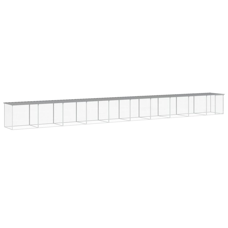 Kippenhok met dak 1003x98x90 cm gegalvaniseerd staal lichtgrijs 1003 x 98 x 90 cm Lichtgrijs