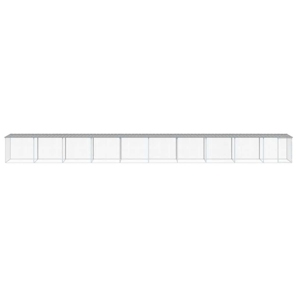 Kippenhok met dak 1003x98x90 cm gegalvaniseerd staal lichtgrijs 1003 x 98 x 90 cm Lichtgrijs