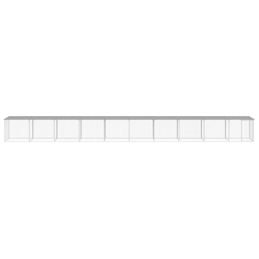 Kippenhok met dak 1003x98x90 cm gegalvaniseerd staal lichtgrijs 1003 x 98 x 90 cm Lichtgrijs