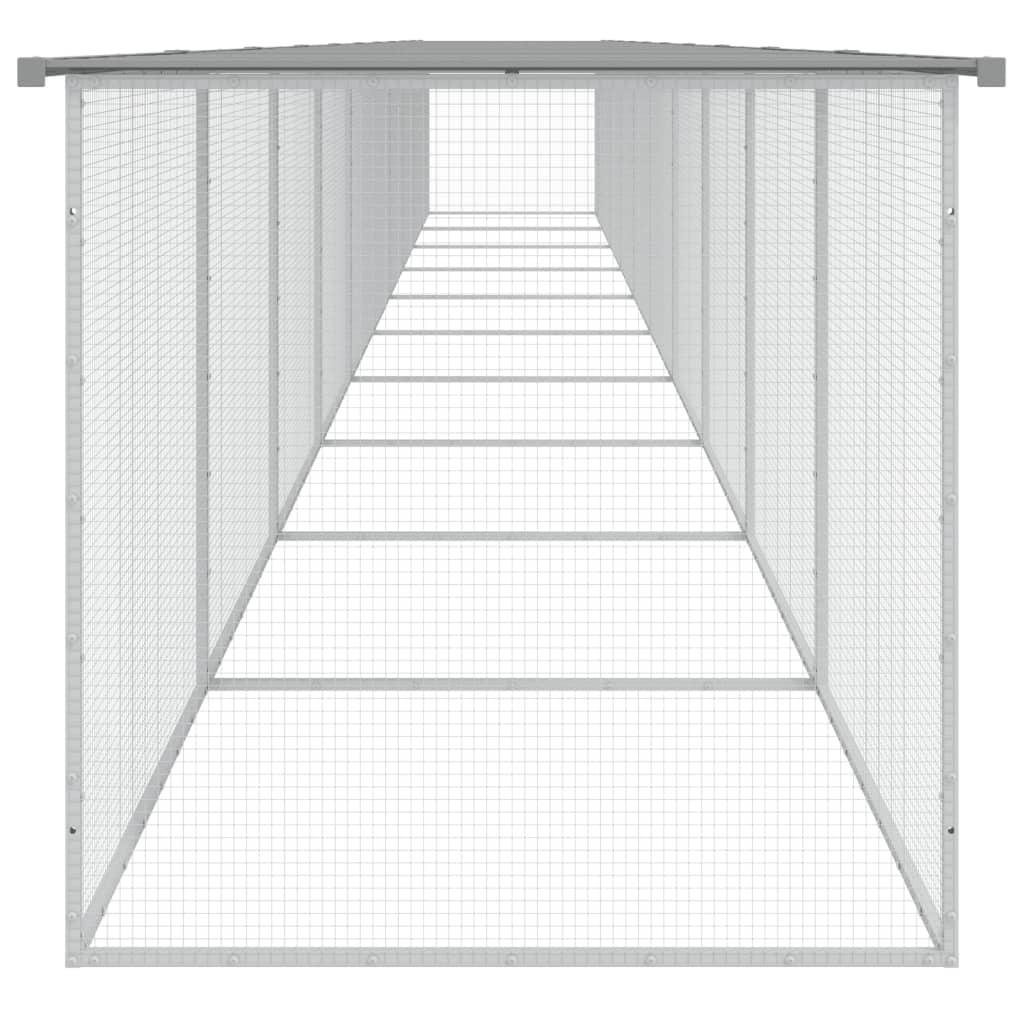 Kippenhok met dak 1003x98x90 cm gegalvaniseerd staal lichtgrijs 1003 x 98 x 90 cm Lichtgrijs