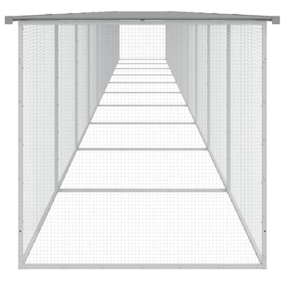 Kippenhok met dak 1003x98x90 cm gegalvaniseerd staal lichtgrijs 1003 x 98 x 90 cm Lichtgrijs