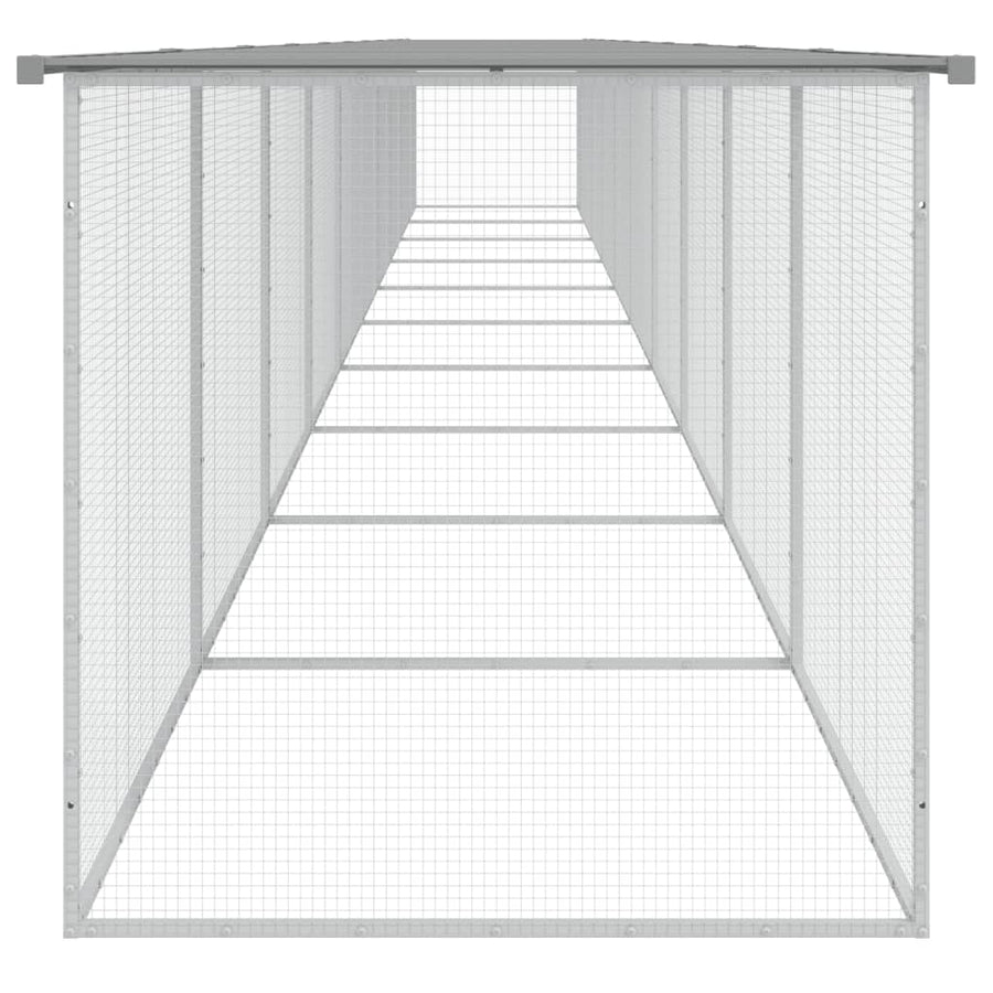 Kippenhok met dak 1003x98x90 cm gegalvaniseerd staal lichtgrijs 1003 x 98 x 90 cm Lichtgrijs