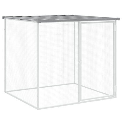 Kippenhok met dak 1003x98x90 cm gegalvaniseerd staal lichtgrijs 1003 x 98 x 90 cm Lichtgrijs