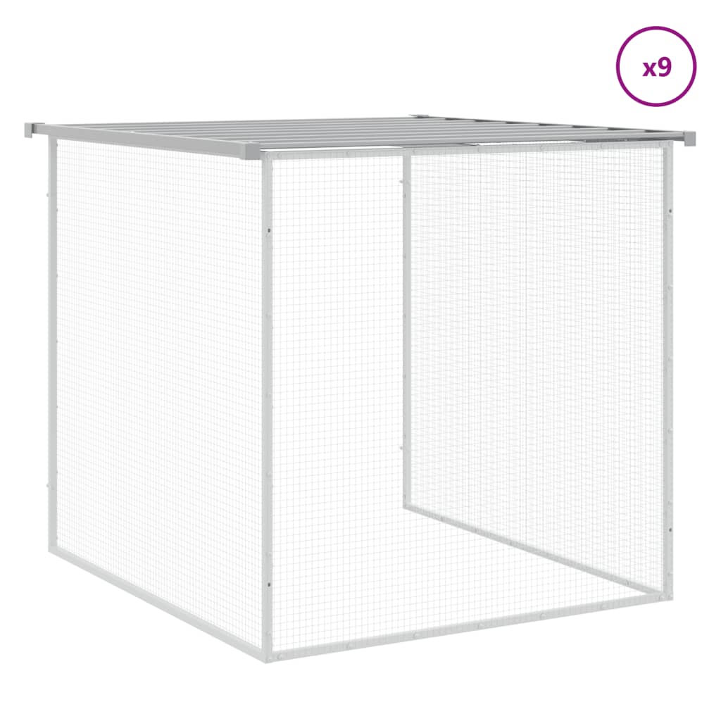 Kippenhok met dak 1003x98x90 cm gegalvaniseerd staal lichtgrijs 1003 x 98 x 90 cm Lichtgrijs