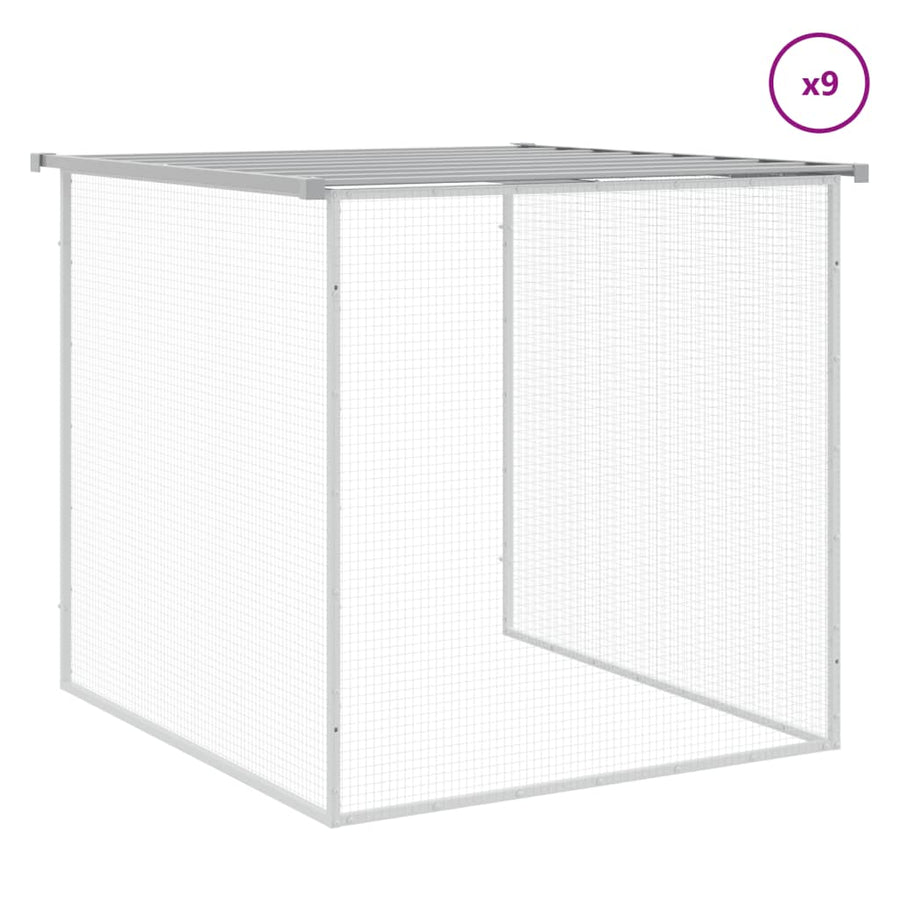 Kippenhok met dak 1003x98x90 cm gegalvaniseerd staal lichtgrijs 1003 x 98 x 90 cm Lichtgrijs