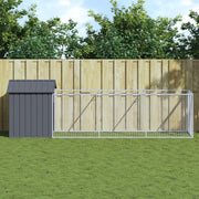 Hondenhok met ren 117x405x123 cm gegalvaniseerd staal antraciet