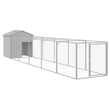 Hondenhok met dak 117x609x123 cm staal lichtgrijs