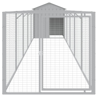 Hondenhok met dak 117x609x123 cm staal lichtgrijs