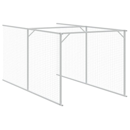 Hondenhok met dak 117x609x123 cm staal lichtgrijs