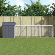 Kippenhok met ren 117x405x123 cm staal antraciet